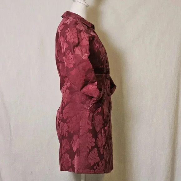 Free People Floral Velvet Peacoat SZ XS Full Zip/ Brass Buttons - Picture 5 of 16